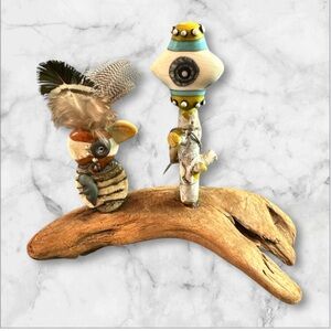 Vintage Andrea Guarino Slemmons bead sculpture on drift wood RARE